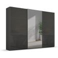 Beluga Extra Sliding Wardrobe - 316cm - 3 Door - Mirror - Graphite & Basalt Glass