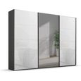 Beluga Extra Sliding Wardrobe - 316cm - 3 Door - Mirror - Graphite & White Glass