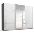 Beluga Extra Sliding Wardrobe - 316cm - 3 Door - Mirror - Graphite & White High Gloss