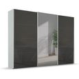 Beluga Extra Sliding Wardrobe - 316cm - 3 Door - Mirror - Silk Grey & Basalt Glass