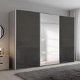 Beluga Extra Sliding Wardrobe - 316cm - 3 Door - Mirror - Silk Grey & Basalt Glass