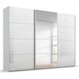 Beluga Extra Sliding Wardrobe - 316cm - 3 Door - Mirror - Silk Grey & White High Gloss