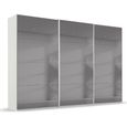 Beluga Extra Sliding Wardrobe - 361cm - 3 Door - Grey Mirrored - Alpine White