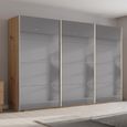 Beluga Extra Sliding Wardrobe - 361cm - 3 Door - Grey Mirrored - Artisan Oak
