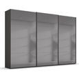 Beluga Extra Sliding Wardrobe - 361cm - 3 Door - Grey Mirrored - Graphite