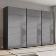 Beluga Extra Sliding Wardrobe - 361cm - 3 Door - Grey Mirrored - Graphite