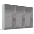 Beluga Extra Sliding Wardrobe - 361cm - 3 Door - Grey Mirrored - Silk Grey