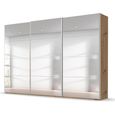 Beluga Extra Sliding Wardrobe - 361cm - 3 Door - Mirrored - Artisan Oak