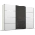 Beluga Extra Sliding Wardrobe - 361cm - 3 Door - Alpine White & Basalt Glass Front