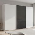 Beluga Extra Sliding Wardrobe - 361cm - 3 Door - Alpine White & Basalt Glass Front