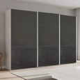 Beluga Extra Sliding Wardrobe - 361cm - 3 Door - Alpine White & Basalt Glass
