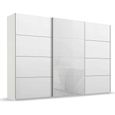 Beluga Extra Sliding Wardrobe - 361cm - 3 Door - Alpine White & White Glass Front
