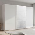 Beluga Extra Sliding Wardrobe - 361cm - 3 Door - Alpine White & White Glass Front