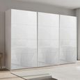 Beluga Extra Sliding Wardrobe - 361cm - 3 Door - Alpine White & White Glass