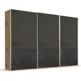 Beluga Extra Sliding Wardrobe - 361cm - 3 Door - Artisan Oak & Basalt Glass