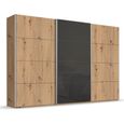 Beluga Extra Sliding Wardrobe - 361cm - 3 Door - Artisan Oak & Basalt Glass Front
