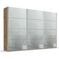 Beluga Extra Sliding Wardrobe - 361cm - 3 Door - Artisan Oak & Silk Grey Glass
