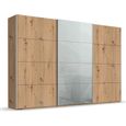 Beluga Extra Sliding Wardrobe - 361cm - 3 Door - Artisan Oak & Silk Grey Glass Front