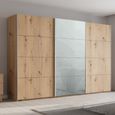 Beluga Extra Sliding Wardrobe - 361cm - 3 Door - Artisan Oak & Silk Grey Glass Front