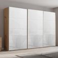 Beluga Extra Sliding Wardrobe - 361cm - 3 Door - Artisan Oak & White Glass