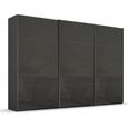 Beluga Extra Sliding Wardrobe - 361cm - 3 Door - Graphite & Basalt Glass