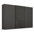 Beluga Extra Sliding Wardrobe - 361cm - 3 Door - Graphite & Basalt Glass Front