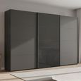 Beluga Extra Sliding Wardrobe - 361cm - 3 Door - Graphite & Basalt Glass Front