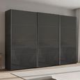 Beluga Extra Sliding Wardrobe - 361cm - 3 Door - Graphite & Basalt Glass