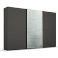 Beluga Extra Sliding Wardrobe - 361cm - 3 Door - Graphite & Silk Grey Glass Front