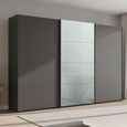 Beluga Extra Sliding Wardrobe - 361cm - 3 Door - Graphite & Silk Grey Glass Front