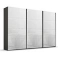Beluga Extra Sliding Wardrobe - 361cm - 3 Door - Graphite & White Glass