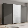 Beluga Extra Sliding Wardrobe - 361cm - 3 Door - Graphite & White Glass Front