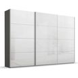 Beluga Extra Sliding Wardrobe - 361cm - 3 Door - Graphite & White High Gloss