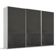 Beluga Extra Sliding Wardrobe - 361cm - 3 Door - Silk Grey & Basalt Glass