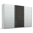 Beluga Extra Sliding Wardrobe - 361cm - 3 Door - Silk Grey & Basalt Glass Front