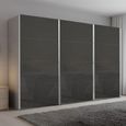 Beluga Extra Sliding Wardrobe - 361cm - 3 Door - Silk Grey & Basalt Glass
