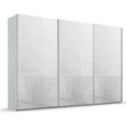 Beluga Extra Sliding Wardrobe - 361cm - 3 Door - Silk Grey & White Glass