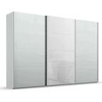 Beluga Extra Sliding Wardrobe - 361cm - 3 Door - Silk Grey & White Glass Front