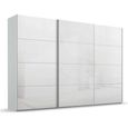 Beluga Extra Sliding Wardrobe - 361cm - 3 Door - Silk Grey & White High Gloss