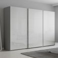 Beluga Extra Sliding Wardrobe - 361cm - 3 Door - Silk Grey & White High Gloss