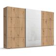Beluga Extra Sliding Wardrobe - 361cm - 3 Door - White High Gloss & Artisan Oak Front