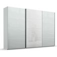 Beluga Extra Sliding Wardrobe - 361cm - 3 Door - White High Gloss & Silk Grey Front