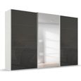 Beluga Extra Sliding Wardrobe - 361cm - 3 Door - Mirror - Alpine White & Basalt Glass