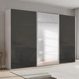 Beluga Extra Sliding Wardrobe - 361cm - 3 Door - Mirror - Alpine White & Basalt Glass