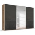 Beluga Extra Sliding Wardrobe - 361cm - 3 Door - Mirror - Artisan Oak & Basalt Glass