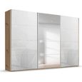 Beluga Extra Sliding Wardrobe - 361cm - 3 Door - Mirror - Artisan Oak & White Glass