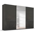 Beluga Extra Sliding Wardrobe - 361cm - 3 Door - Mirror - Graphite & Basalt Glass
