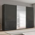 Beluga Extra Sliding Wardrobe - 361cm - 3 Door - Mirror - Graphite & Basalt Glass