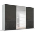 Beluga Extra Sliding Wardrobe - 361cm - 3 Door - Mirror - Silk Grey & Basalt Glass