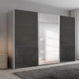 Beluga Extra Sliding Wardrobe - 361cm - 3 Door - Mirror - Silk Grey & Basalt Glass